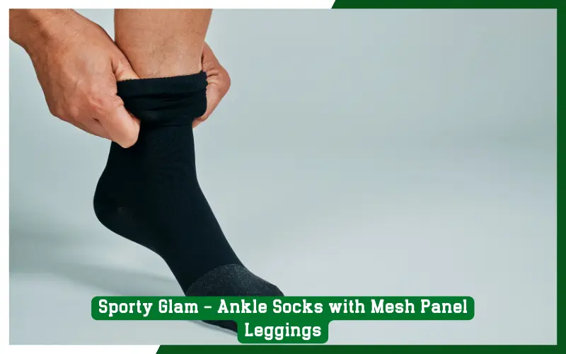 Sporty Glam - Ankle Socks with Mesh Panel Leggings